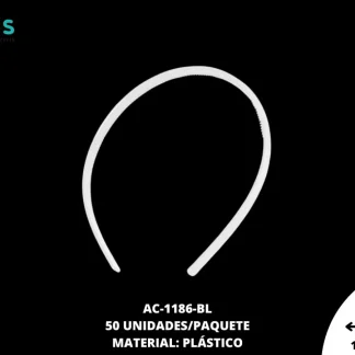 DIADEMA PLASTICA CON DIENTES 8.5MM BLANCO 50 UNIDADES/PAQUETE
