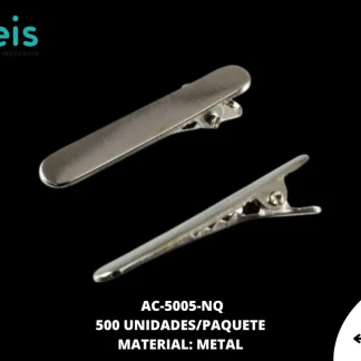 ACCESORIO BROCHE DE METAL PINZA PICO DE GARZA PLANA DELGADA AC-5005-NQ 3.5cm 500 PZ/PQT NIQUEL