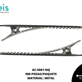 ACCESORIO BROCHE DE METAL PINZA PICO DE GARZA PLANA AC-5061-NQ 7.7cmX1.2cm 500 PZ/PQT NIQUEL