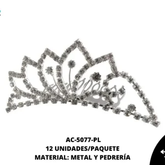 PEINETA METALICA PIEDRA 10X4cm REF: 4 PLATA 12 u/pqt
