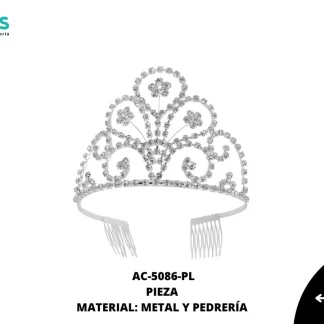 CORONA METALICA FLOR 90mm REF: U2224 PLATA unidad