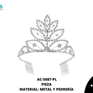 CORONA METALICA FLOR 90mm REF: U365 PLATA unidad