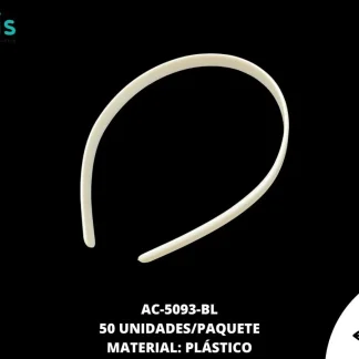 DIADEMA PLASTICA LISA REF: 10MM BLANCO 50 UNIDADES/PAQUETE