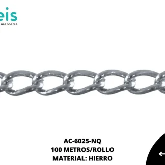 CADENA HIERRO 3.7MM REF: .6 NIQUEL 100 METROS/ROLLO