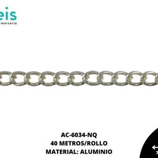 CADENA ALUMINIO 7.7X5.4 REF: L1719 NIQUEL 40 METROS/ROLLO