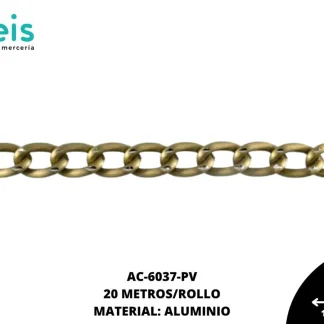 CADENA ALUMINIO MARTILLADA REF: #7 PAVON 20 METROS/ROLLO