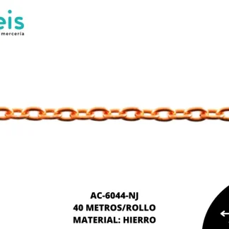 CADENA HIERRO ARGOLLA 2.77MM REF:0.8 NARANJA 40 METROS/ROLLO
