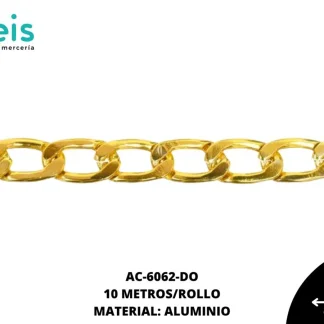 CADENA ALUMINIO PLANA MARTILLADA 5MM REF: 1.4MK DORADO 40 METROS/ROLLO