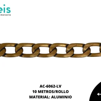 CADENA ALUMINIO PLANA MARTILLADA 5MM REF: 1.4MK LATON VIEJO 40 METROS/ROLLO