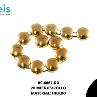 CADENA HIERRO MEDIA BOLA 8MM REF: 155200 DORADO 20 METROS/ROLLO