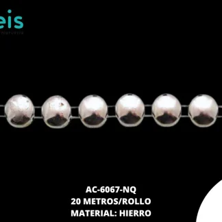 CADENA HIERRO MEDIA BOLA 8MM REF: 155200 NIQUEL 20 METROS/ROLLO