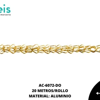 CADENA ALUMINIO 6MM REF: CR1.0 DORADO 20 METROS/ROLLO