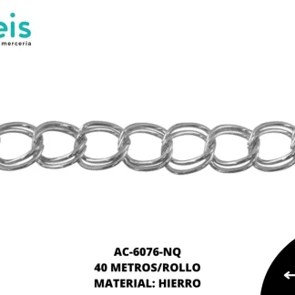 CADENA HIERRO DOBLE 5X6MM REF: J107B NIQUEL 40 METROS/ROLLO