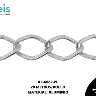 CADENA ALUMINIO GRABADA 13X18MM REF: #1 PLATA 20 METROS/ROLLO