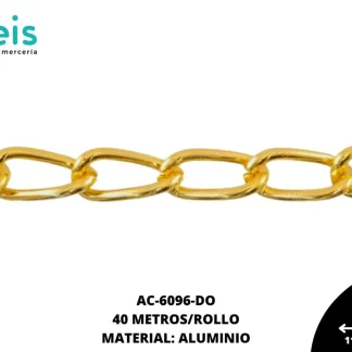 CADENA ALUMINIO 11.5X5.6MM REF: 1504B DORADO 40 METROS/ROLLO