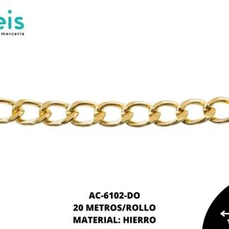 CADENA ALUMINIO MARTILLADA 7X10MM REF: A1503 DORADO 20 METROS/ROLLO