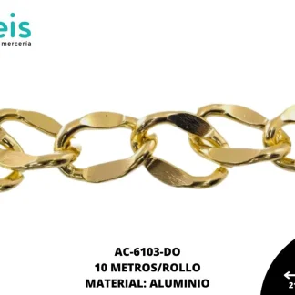 CADENA ALUMINIO MARTILLADA 15.2X21.5MM REF: W301522 DORADO 10 METROS/ROLLO