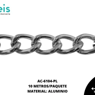 CADENA ALUMINIO 13.8X20MM REF: 1135SB-M PLATA 10 METROS/ROLLO