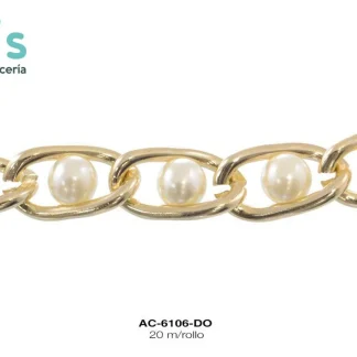 CADENA ALUMINIO PERLA 11.3X20.6MM REF: 8MM DORADO 20 METROS/ROLLO