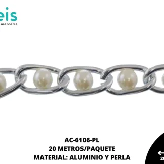 CADENA ALUMINIO PERLA 11.3X20.6MM REF: 8MM PLATA 20 METROS/ROLLO