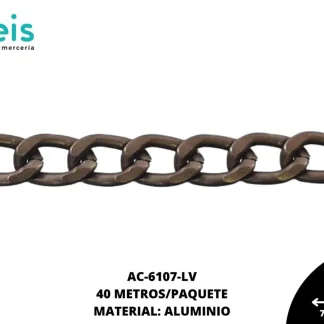 CADENA ALUMINIO PLANA MARTILLADA 4.4X7.2MM REF: 1.4 MK(B) LATÓN VIEJO 40 METROS/ROLLO