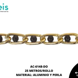 CADENA ALUMINIO PERLA NG 12.7X6.3MM REF: 4MM DORADO 25 METROS/ROLLO