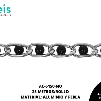 CADENA ALUMINIO PERLA NG 16.3X8.6MM REF: 6MM NIQUEL 25 METROS/ROLLO