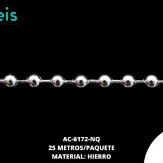 CADENA HIERRO BOLITA LATON REF:3.2MM NIQUEL 50 METROS/ROLLO