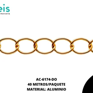 CADENA ALUMINIO 9MM REF: 1814 DORADO 40 METROS/ROLLO