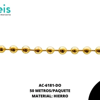 CADENA HIERRO BOLITA REF:3.2MM DORADO 50 METROS/ROLLO