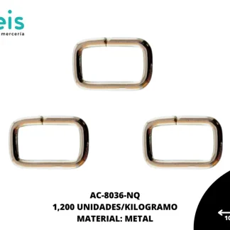 ARGOLLA MET RECT 14mmX10mm REF: PC-12 NIQUEL 1200 U/PQT