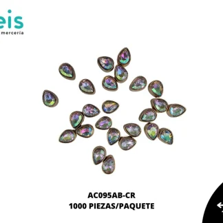 REMACHES PLASTICO GOTA AC095AB-CR 12.8mmX16.6mm 1,000 PZ/PQT CRISTAL AB