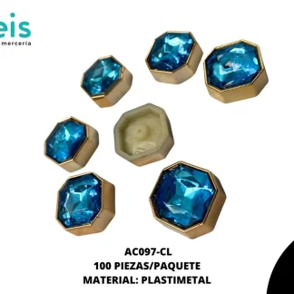 REMACHES PLASTICO OCTAGONO AC097-CL 22mm 100 PZ/PQT CIELO