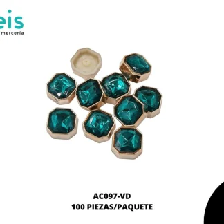 REMACHES PLASTICO OCTAGONO AC097-VD 22mm 100 PZ/PQT VERDE