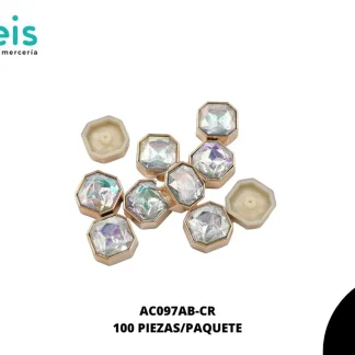 REMACHES PLASTICO OCTAGONO AC097AB-CR 22mm 100 PZ/PQT CRISTAL AB