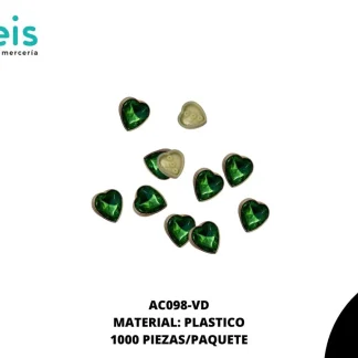 REMACHES PLASTICO CORAZON AC098-VD 13mm 1,000 PZ/PQT VERDE