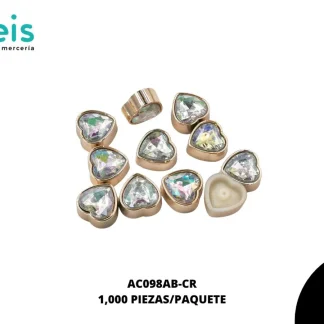 REMACHES PLASTICO CORAZON AC098AB-CR 13mm 1,000 PZ/PQT CRISTAL AB