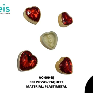 REMACHES PLASTICO CORAZON AC099-RJ 23mm 500 PZ/PQT ROJO