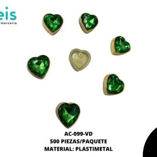 REMACHES PLASTICO CORAZON AC099-VD 23mm 500 PZ/PQT VERDE