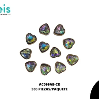 REMACHES PLASTICO CORAZON AC099AB-CR 17mm 500 PZ/PQT CRISTAL AB