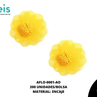 ACCESORIOS FLORES ENCAJE AFLO-0001-AO 40mm 200 PZ/PQT AMARILLO
