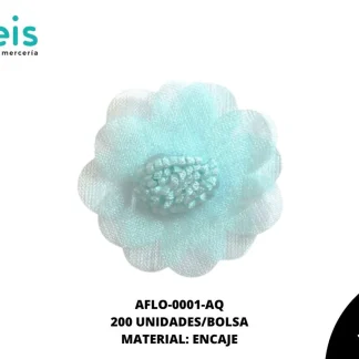 ACCESORIOS FLORES ENCAJE AFLO-0001-AQ 40mm 200 PZ/PQT AQUA