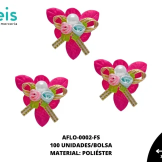ACCESORIOS FLORES SATIN CON PERLA AFLO-0002-FS 3.5cmX3.5cm 100 PZ/PQT FIUSHA