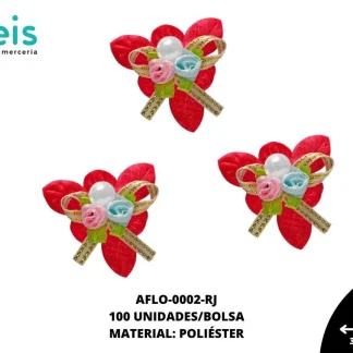 ACCESORIOS FLORES SATIN CON PERLA AFLO-0002-RJ 3.5cmX3.5cm 100 PZ/PQT ROJO