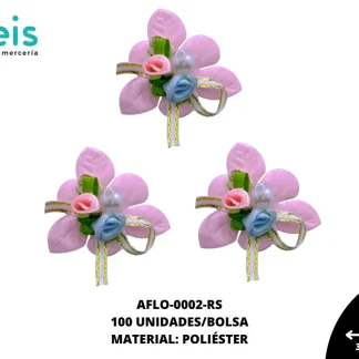 ACCESORIOS FLORES SATIN CON PERLA AFLO-0002-RS 3.5cmX3.5cm 100 PZ/PQT ROSA