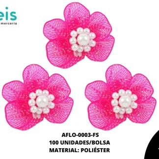 ACCESORIOS FLORES TUL CON PERLA AFLO-0003-FS 65mmX55mm 100 PZ/PQT FIUSHA