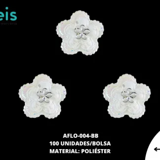 ACCESORIOS FLORES CON PIEDRA AFLO-0004-BB 30mm 100 PZ/PQT BLANCO BOREAL