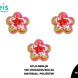 ACCESORIOS FLORES CON PIEDRA AFLO-0004-JB 30mm 100 PZ/PQT ROJO BOREAL