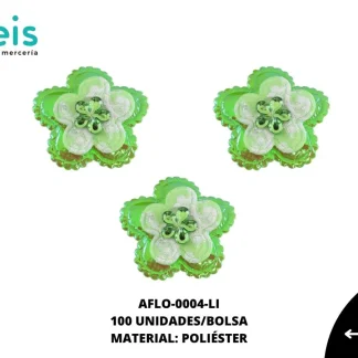 ACCESORIOS FLORES CON PIEDRA AFLO-0004-LI 30mm 100 PZ/PQT LIMON BOREAL
