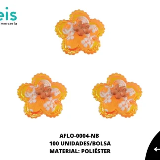 ACCESORIOS FLORES CON PIEDRA AFLO-0004-NB 30mm 100 PZ/PQT NARANJA BOREAL